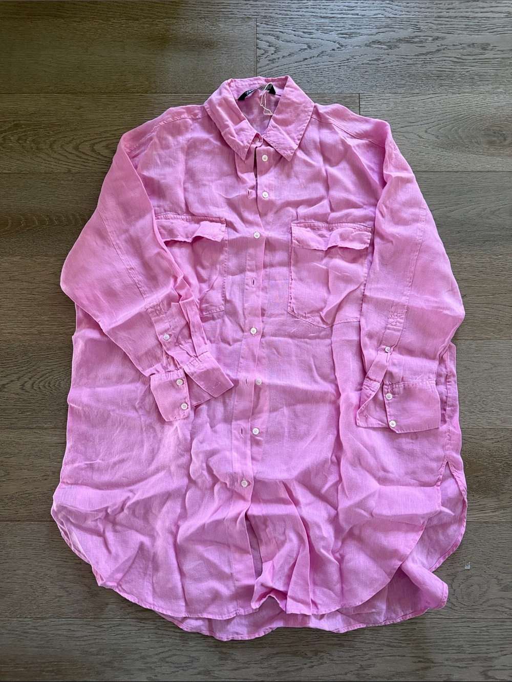 Pink Button-Up Linen Tunic